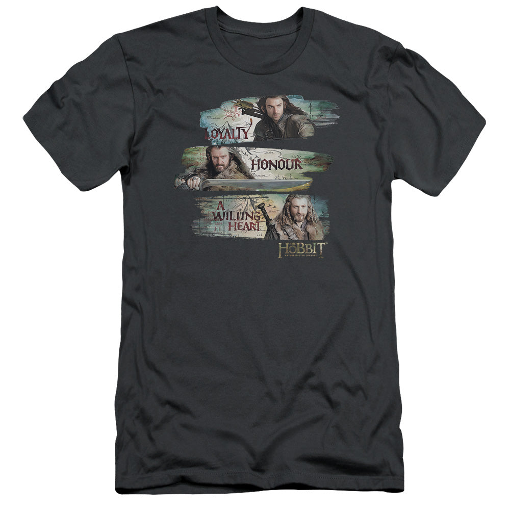 The Hobbit - Loyalty And Honour - Short Sleeve Adult 30/1 - Charcoal T-shirt