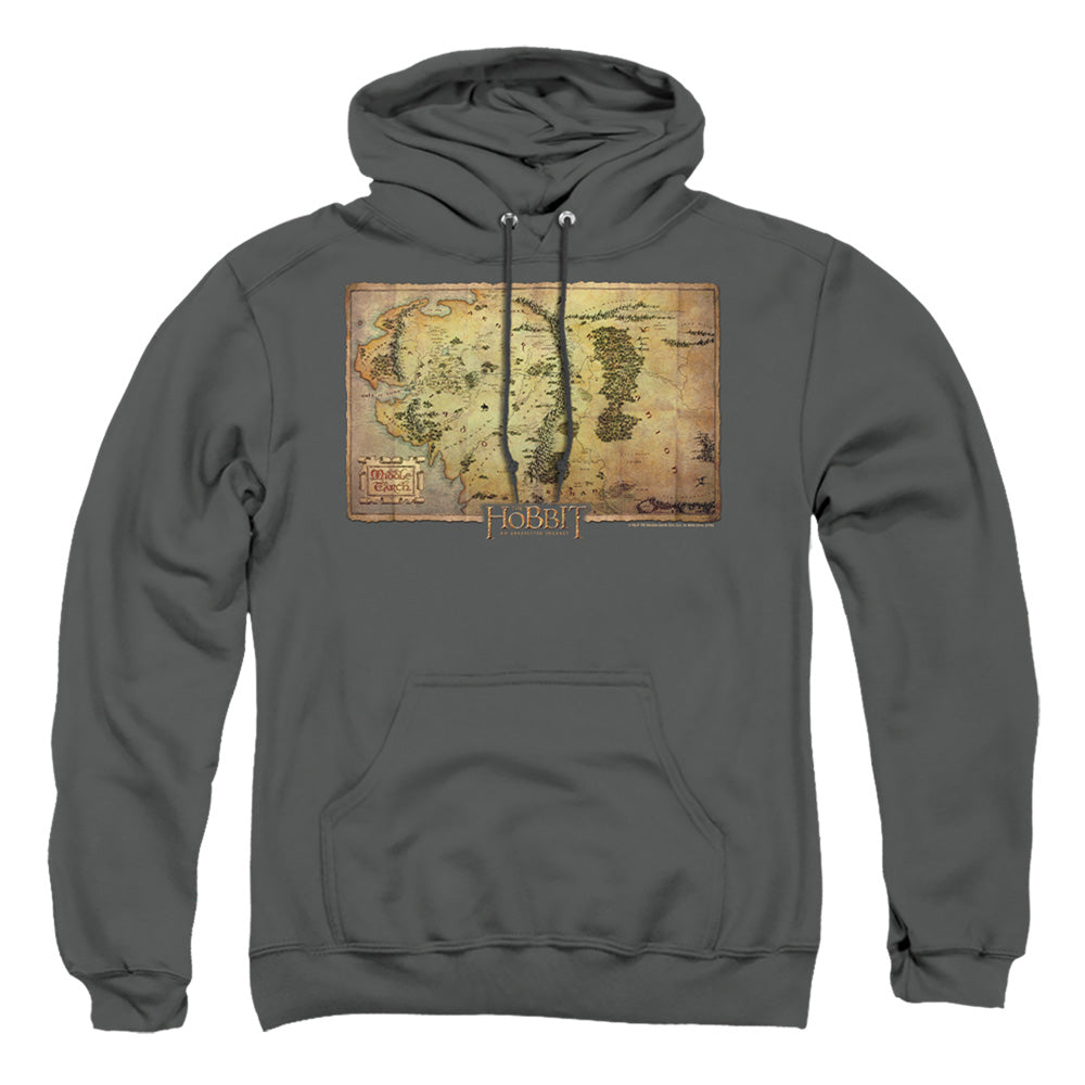 The Hobbit - Middle Earth Map - Adult Pull-over Hoodie - Charcoal