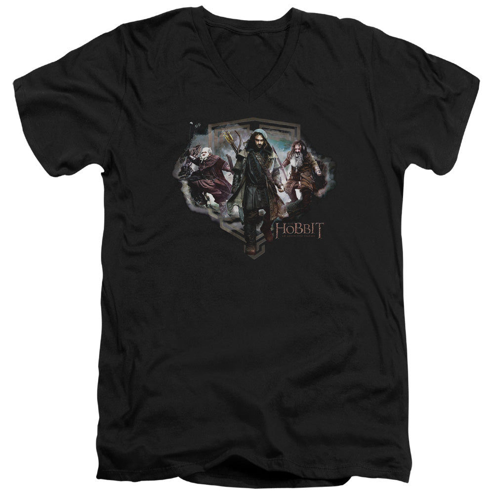 THE HOBBIT THREE DWARVES - S/S ADULT V-NECK - BLACK T-Shirt