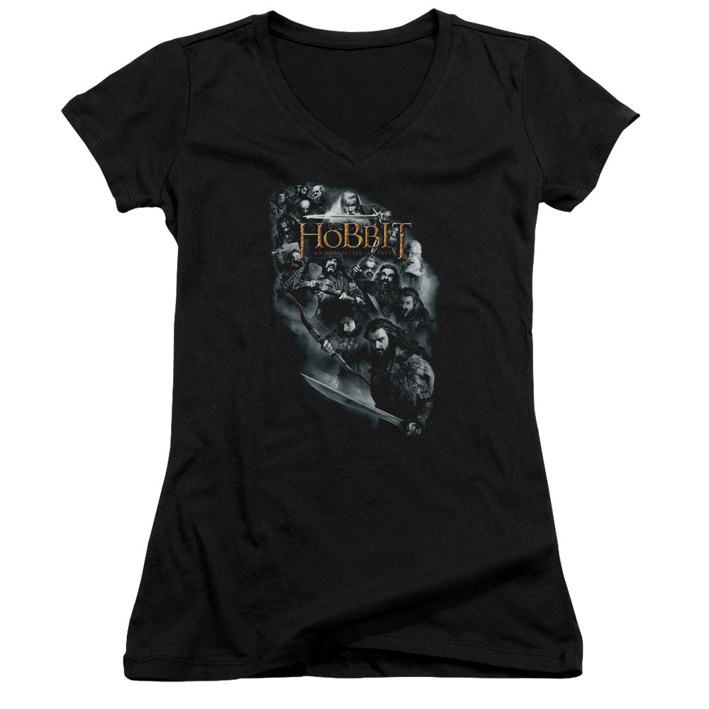 The Hobbit Cast Of Characters - Junior V-neck - Black