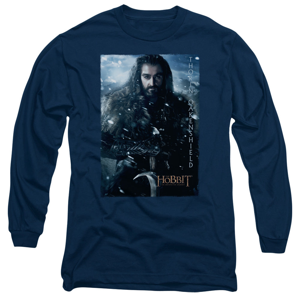 The Hobbit - Thorin Poster - Long Sleeve Adult 18/1 - Navy T-shirt