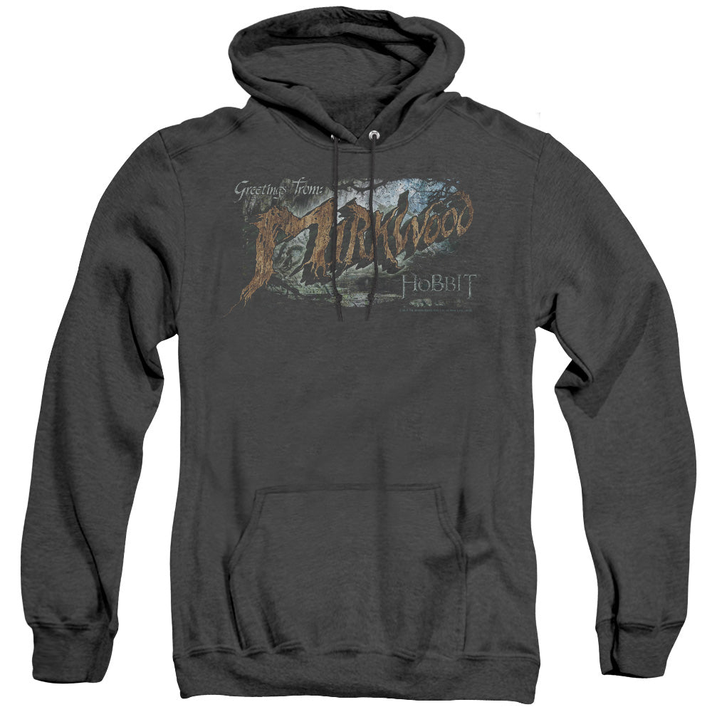 Hobbit - Greetings From Mirkwood - Adult Heather Hoodie - Black