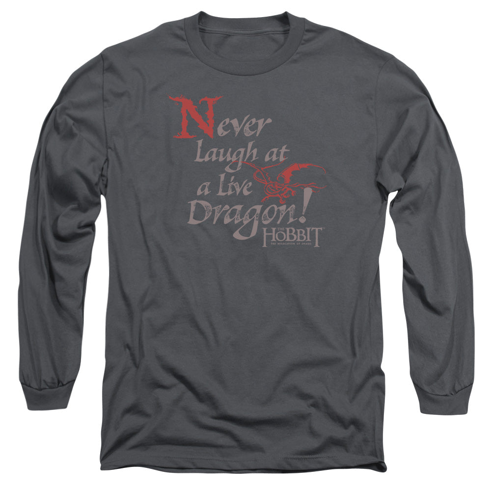 Hobbit - Never Laugh - Long Sleeve Adult 18/1 - Charcoal T-shirt