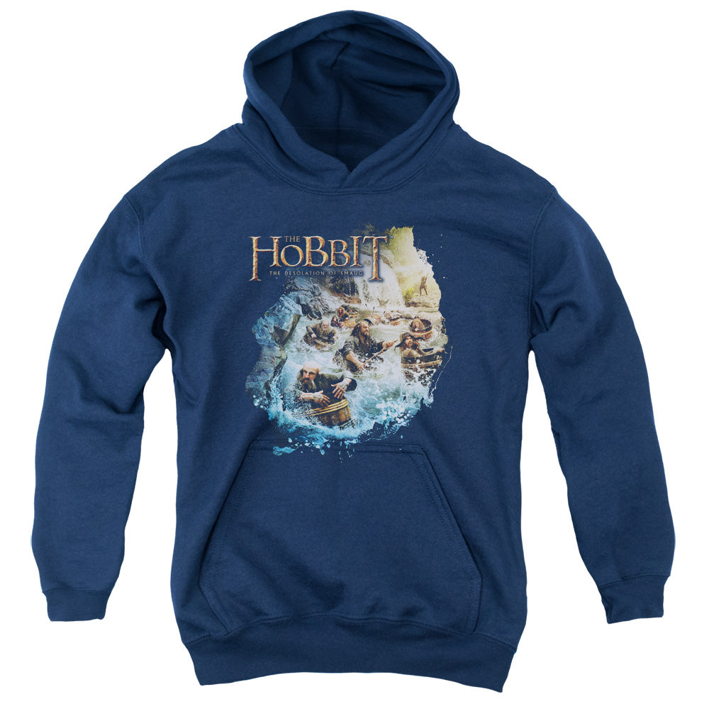 Hobbit - Barreling Down - Youth Pull-over Hoodie - Navy