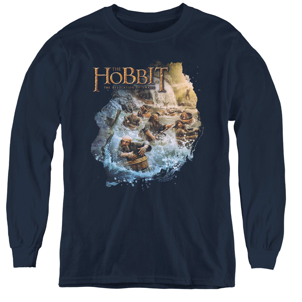 Hobbit - Barreling Down - Youth Long Sleeve Tee - Navy