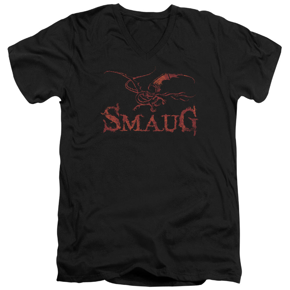 Hobbit - Dragon - Short Sleeve Adult V-neck 30/1 - Black T-shirt