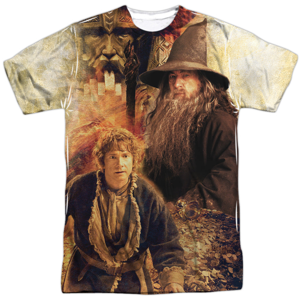 Hobbit - Bilbo And Gandalf - Short Sleeve Adult Poly Crew - White T-shirt