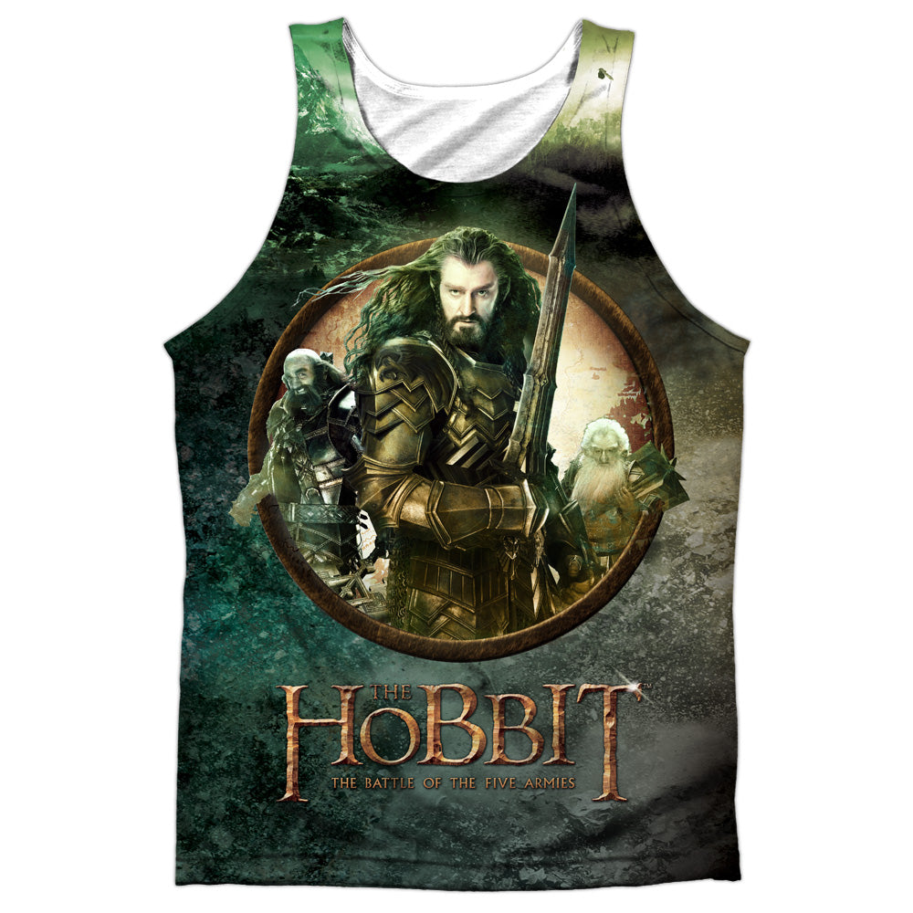 Hobbit - Dwarves Vs Azog - Adult 100% Poly Tank Top - White