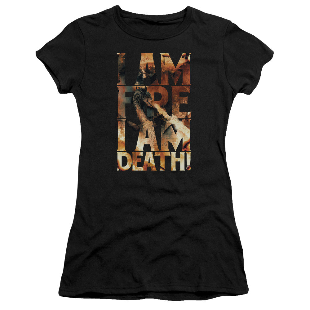 Hobbit - I Am Fire - Short Sleeve Junior Sheer - Black T-shirt