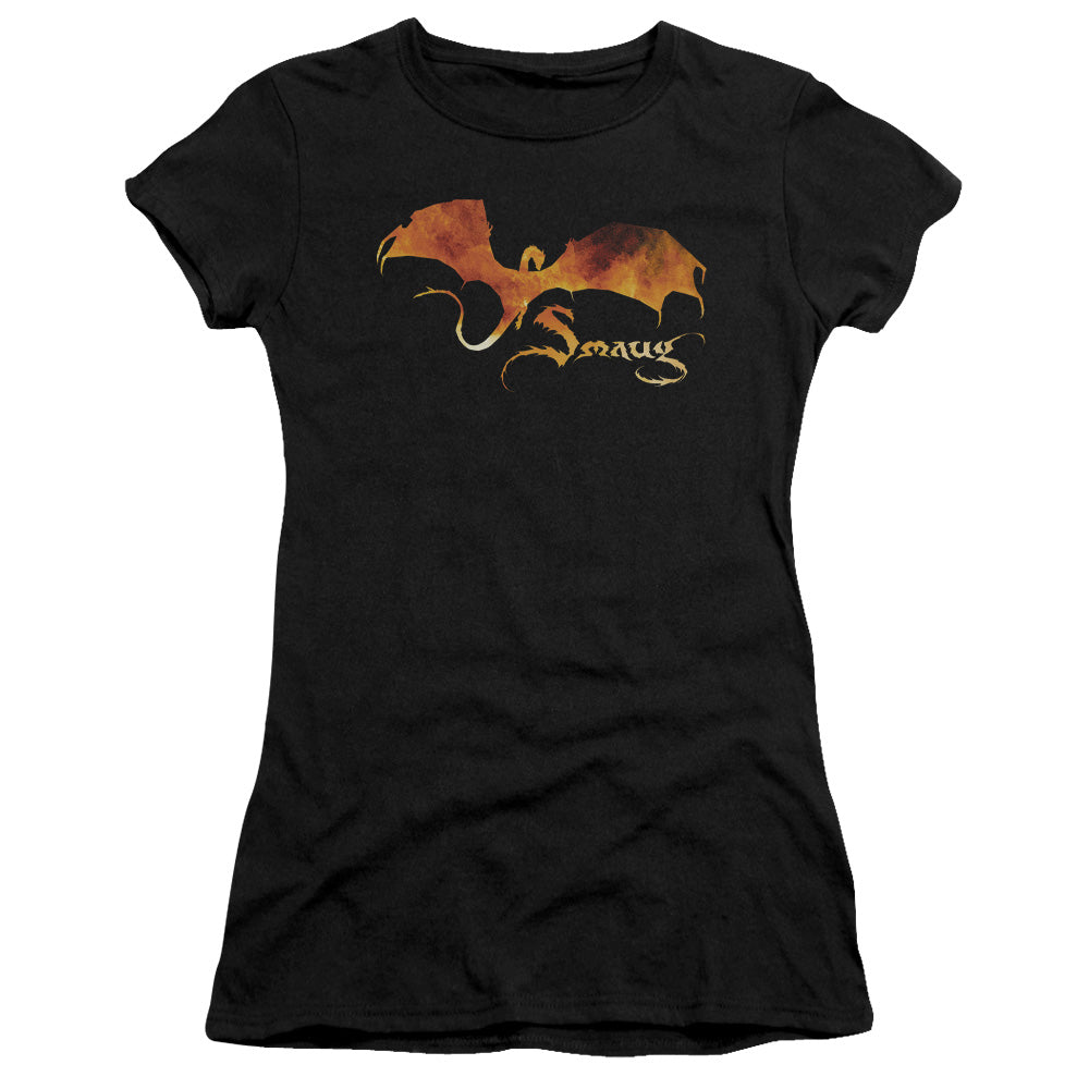 Hobbit - Smaug On Fire - Short Sleeve Junior Sheer - Black T-shirt