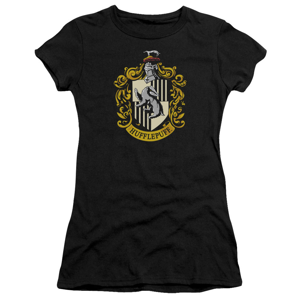 Harry Potter - Hufflepuff Crest - Short Sleeve Junior Sheer - Black T-shirt