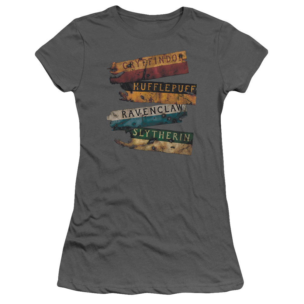 Harry Potter - Burnt Banners - Short Sleeve Junior Sheer - Charcoal T-shirt