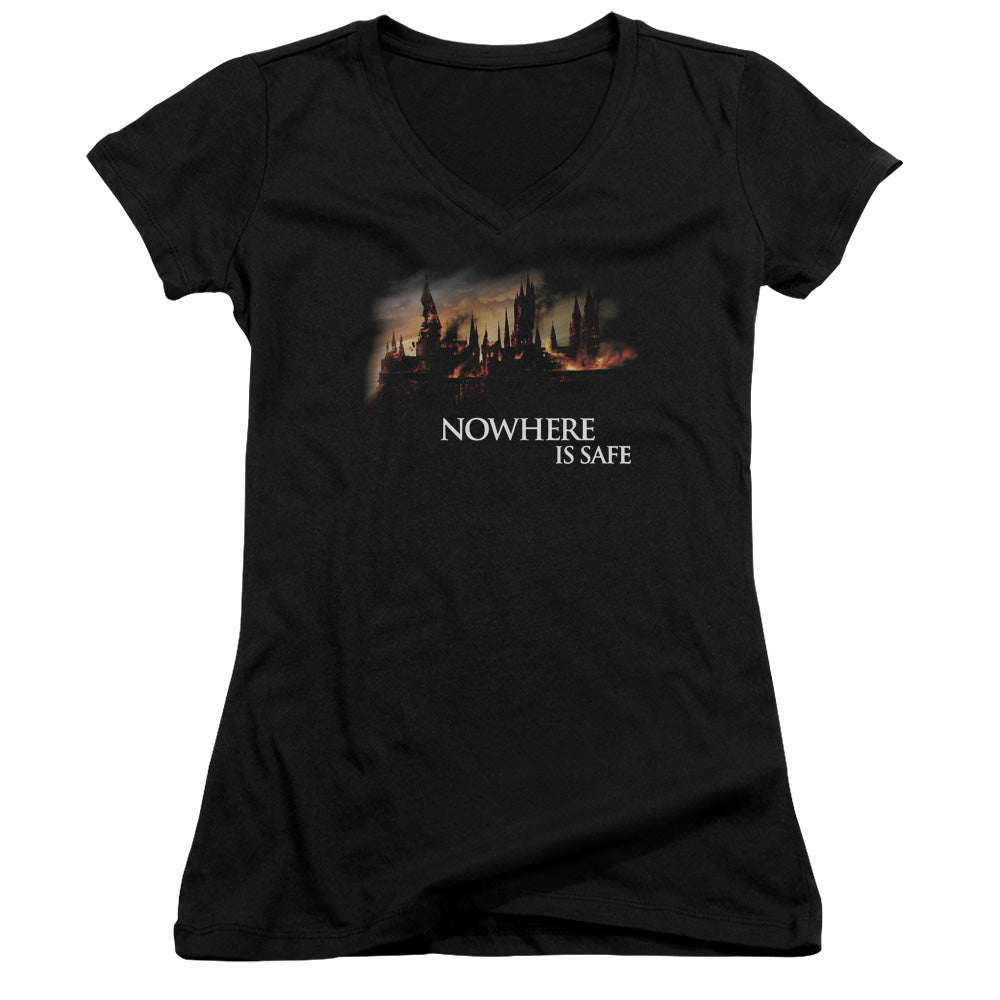 Harry Potter - Burning Hogwarts-junior V-neck - Black