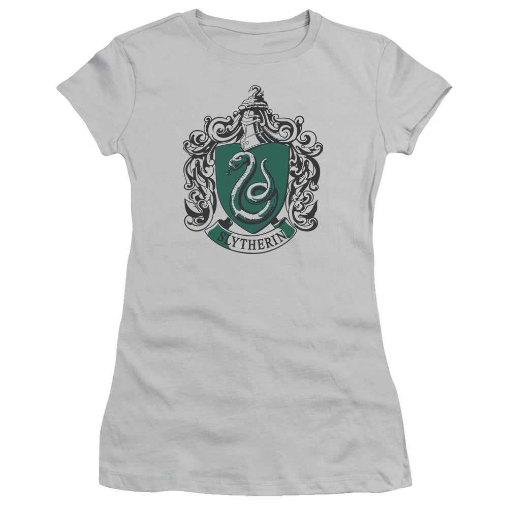 Harry Potter - Slytherine Crest - Short Sleeve Junior Sheer - Silver T-shirt