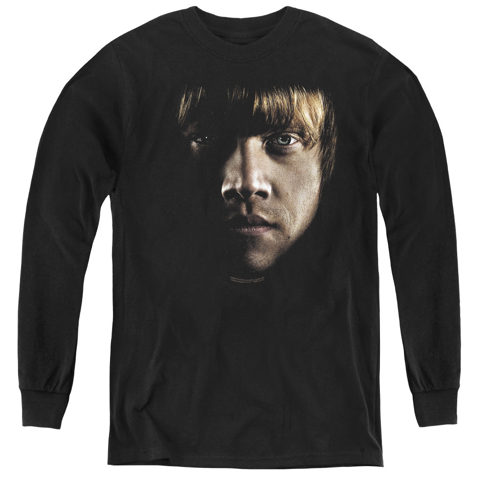 Harry Potter - Ron Poster Head - Youth Long Sleeve Tee - Black