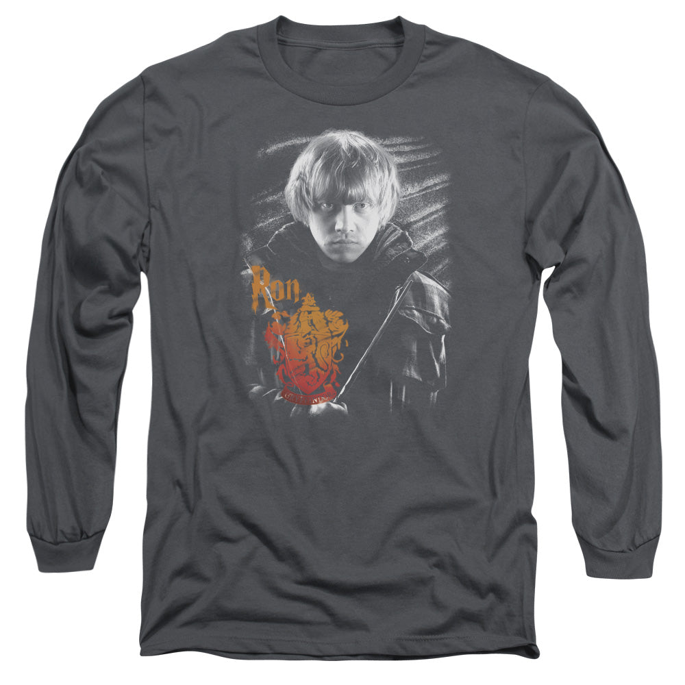 Harry Potter - Ron Portrait - Long Sleeve Adult 18/1 - Charcoal T-shirt