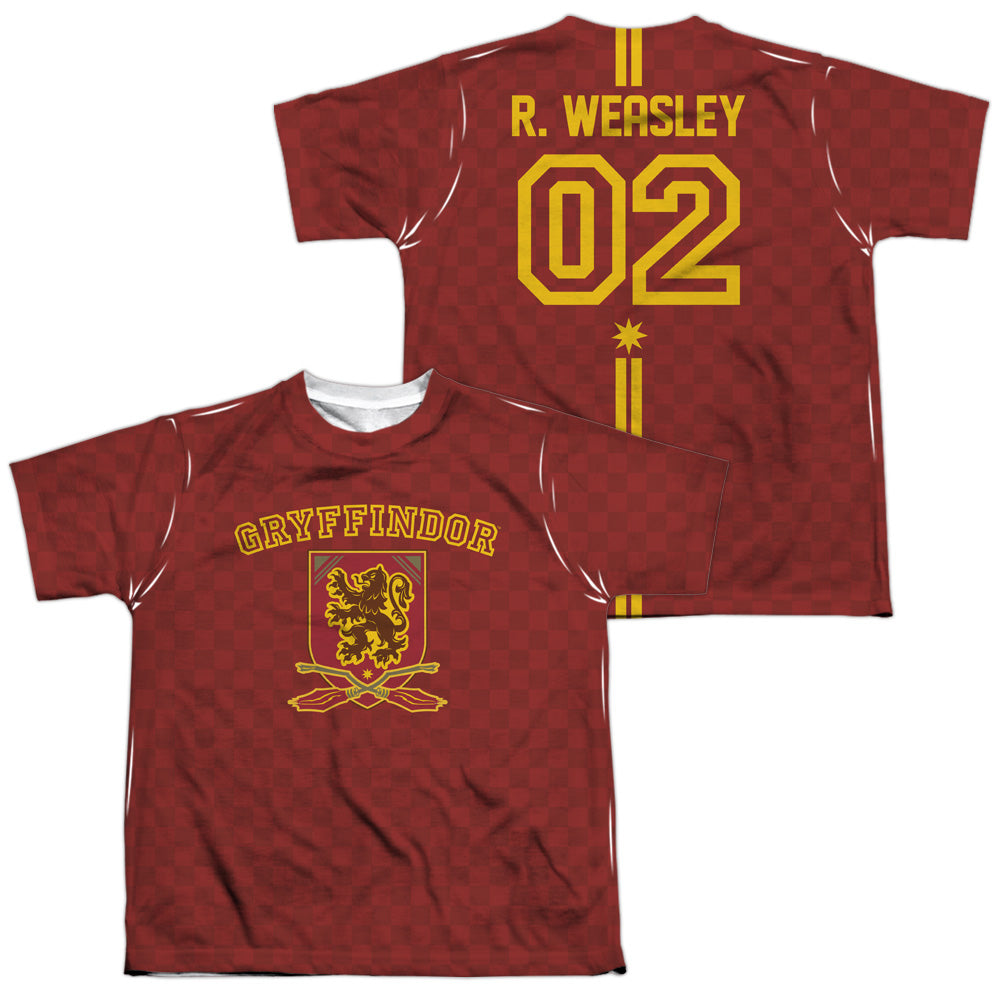 Harry Potter - Weasley Sweater (Front/back Print) - Short Sleeve Youth Poly Crew - White T-shirt