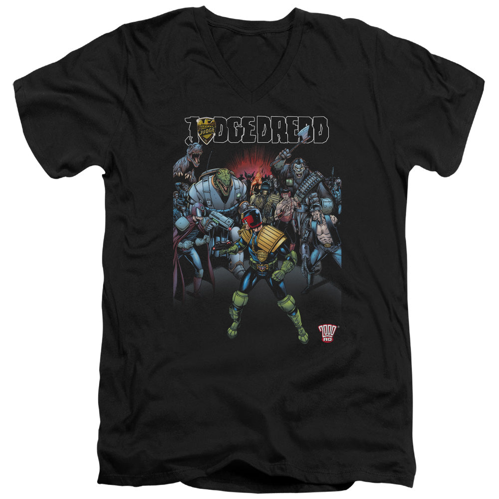 Judge Dredd - Behind You - Short Sleeve Adult V-neck - Black T-shirt