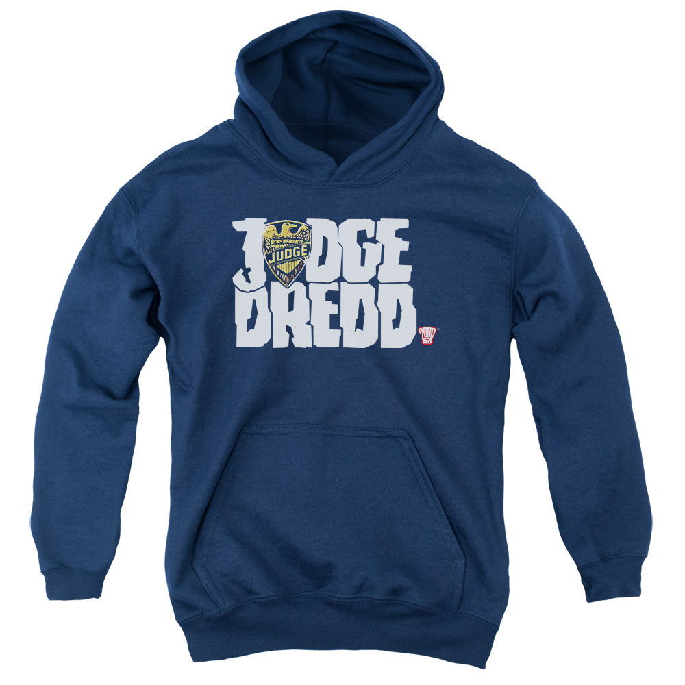 Judge Dredd Logo-youth Pull-over Hoodie - Navy