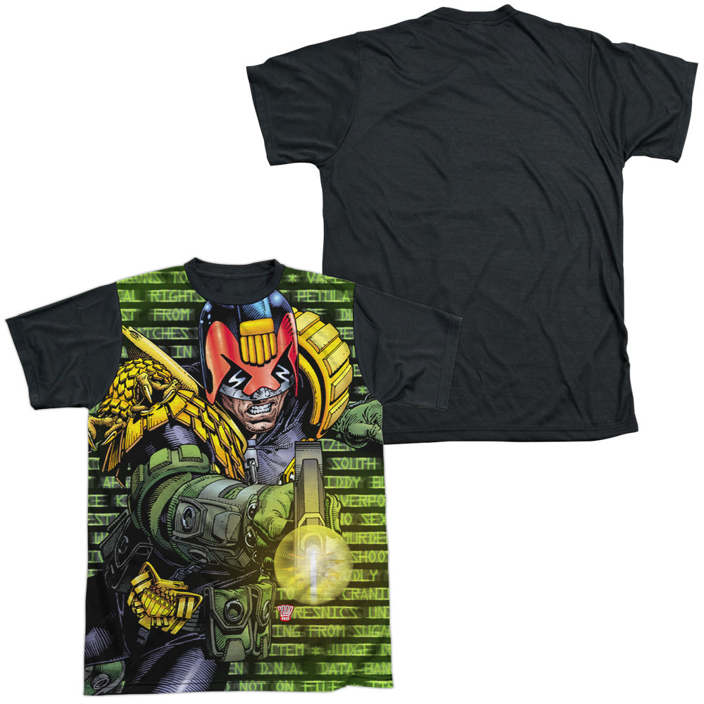 Judge Dredd - Matrix - Short Sleeve Adult White Front Black Back   - White T-shirt