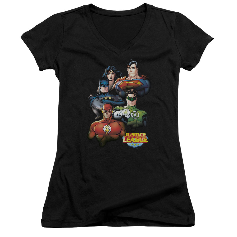 Jla - Group Portrait - Junior V-neck - Black