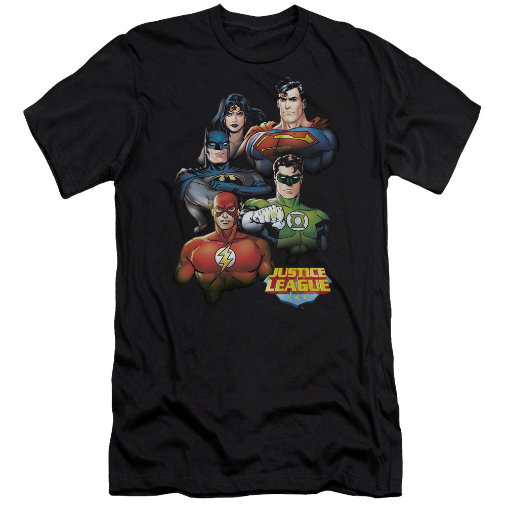 Jla - Group Portrait - Short Sleeve Adult 30/1 - Black T-shirt