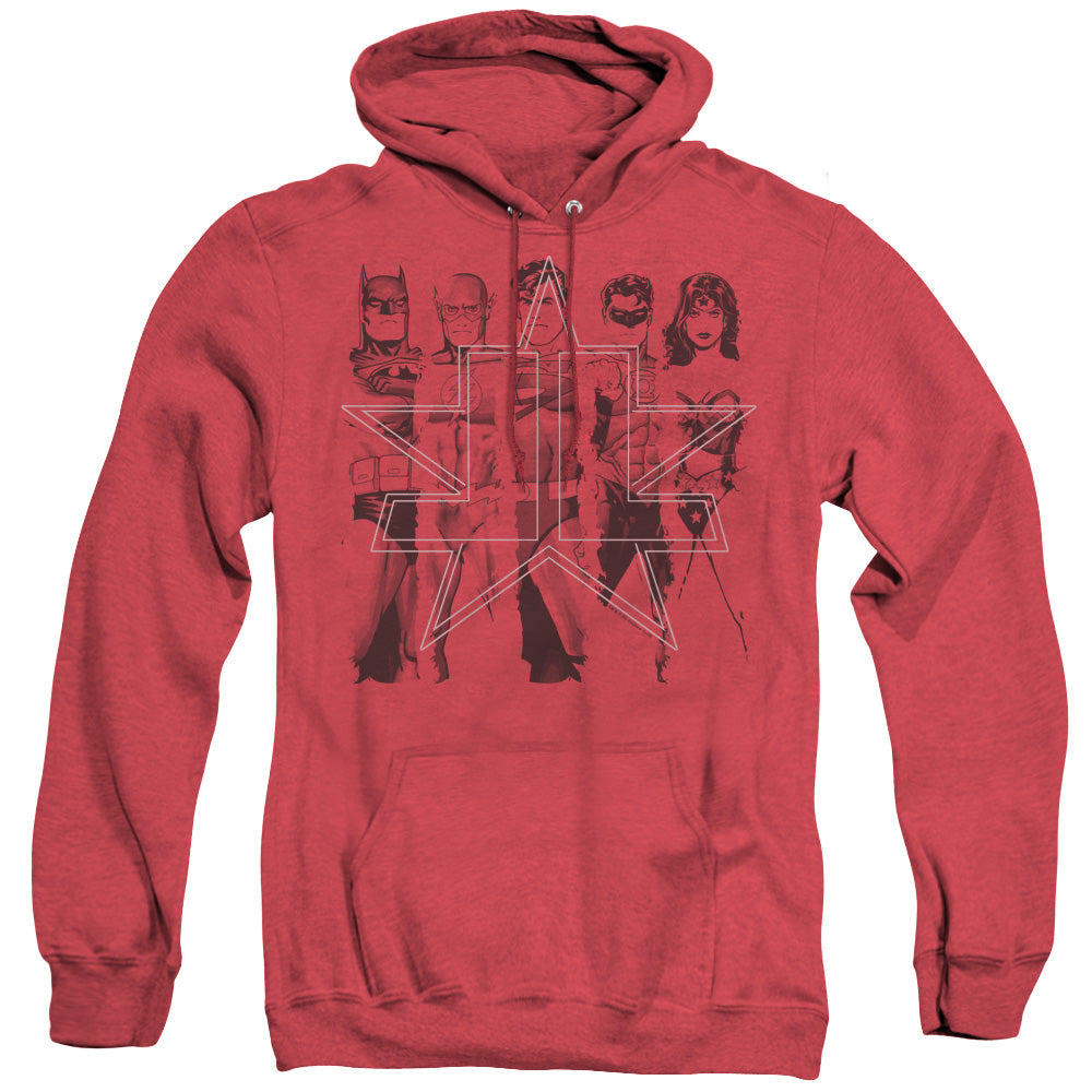 Jla - Five Stars - Adult Heather Hoodie - Red