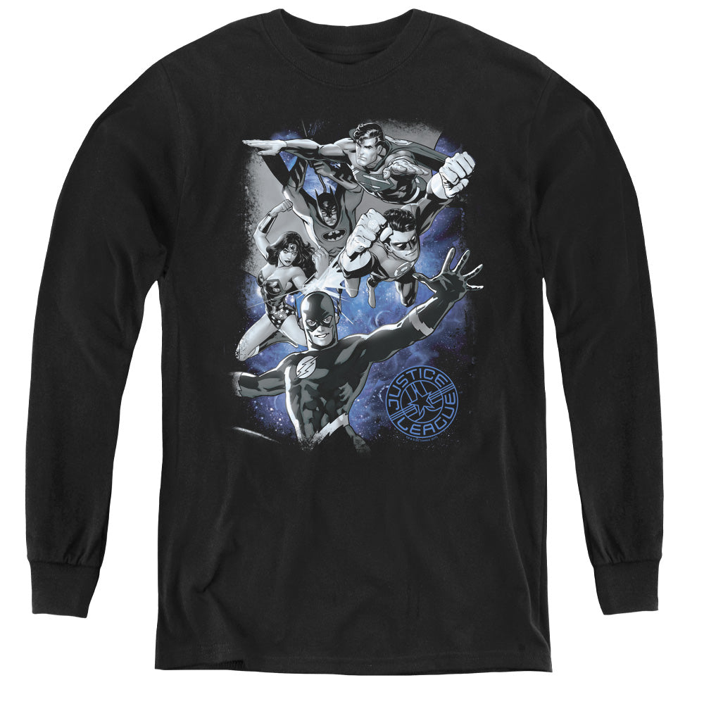 Jla Galactic Attack Nebula - Youth Long Sleeve Tee - Black