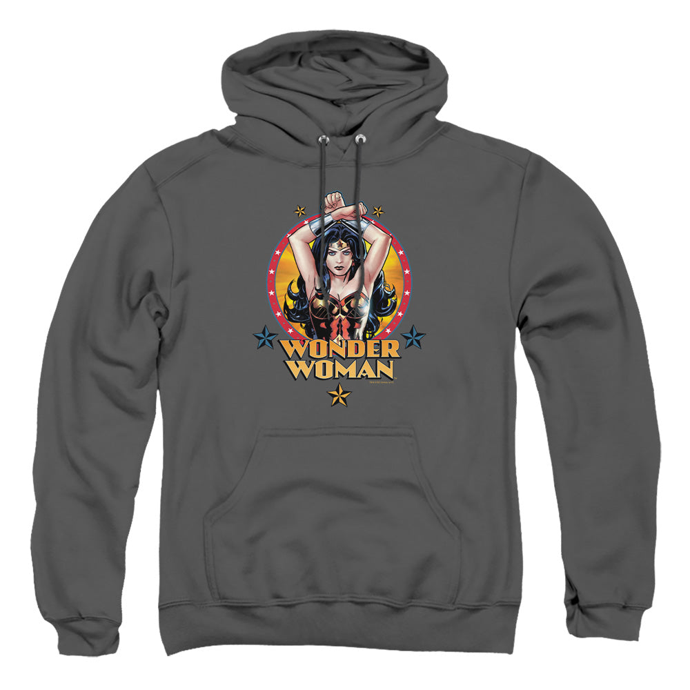 Jla - Powerful Woman - Adult Pull-over Hoodie - Charcoal