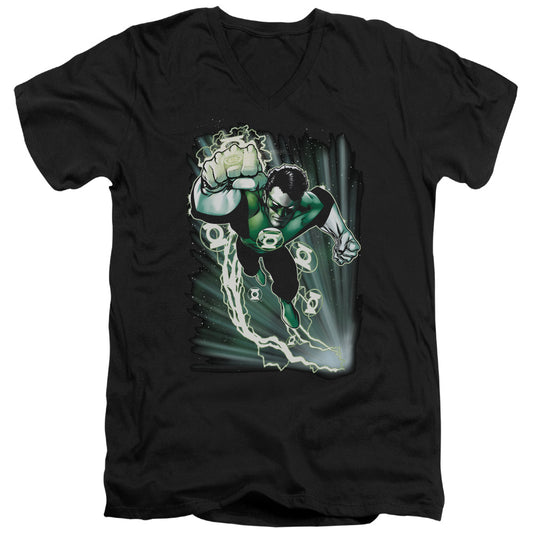 Jla - Emerald Energy - Short Sleeve Adult V-neck - Black T-shirt