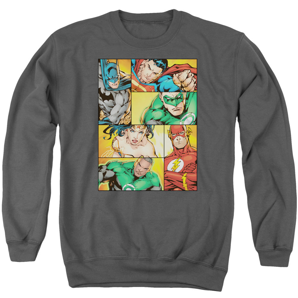 Jla - Hero Boxes - Adult Crewneck Sweatshirt - Charcoal