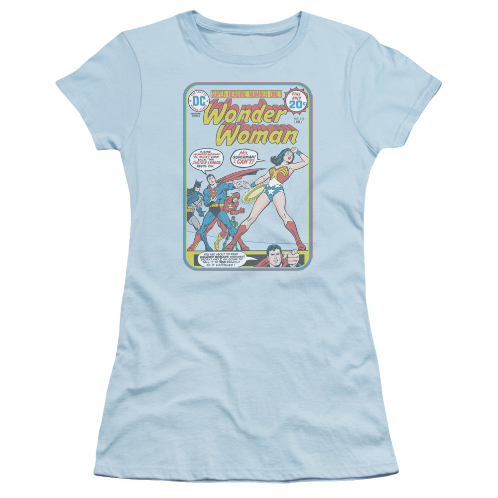 JLA WW #212 COVER - S/S JUNIOR SHEER - LIGHT BLUE T-Shirt