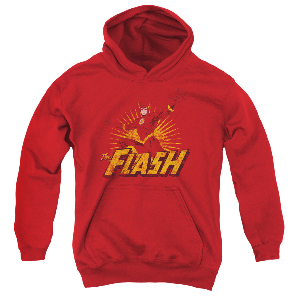 Jla - Flash Rough Distress - Youth Pull-over Hoodie - Red