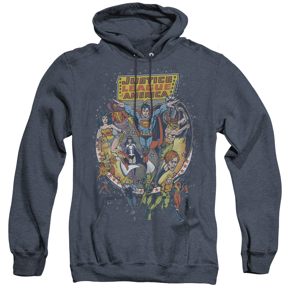 Jla - Star Group - Adult Heather Hoodie - Navy