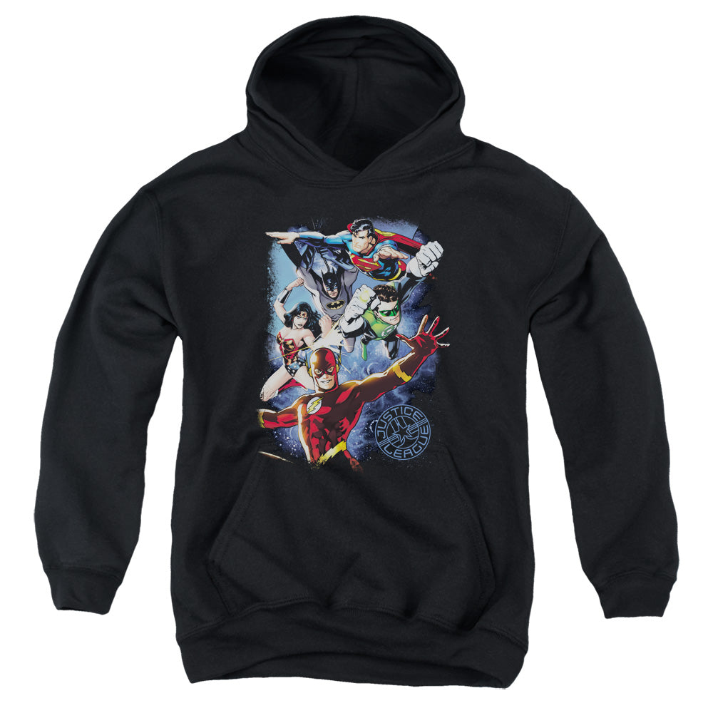 Jla - Galactic Attack Color - Youth Pull-over Hoodie - Black