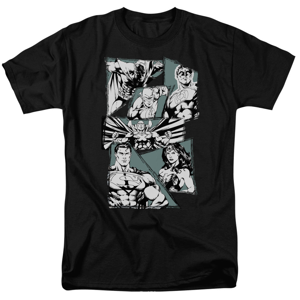 Jla - A Mighty League - Short Sleeve Adult 18/1 - Black T-shirt