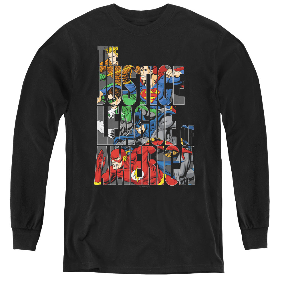 Jla - Lettered League - Youth Long Sleeve Tee - Black