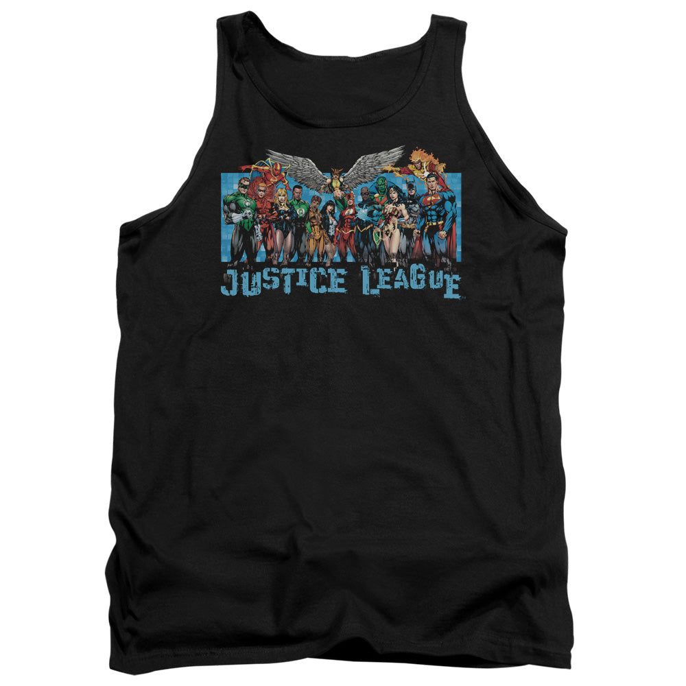 Jla - League Lineup - Adult Tank - Black