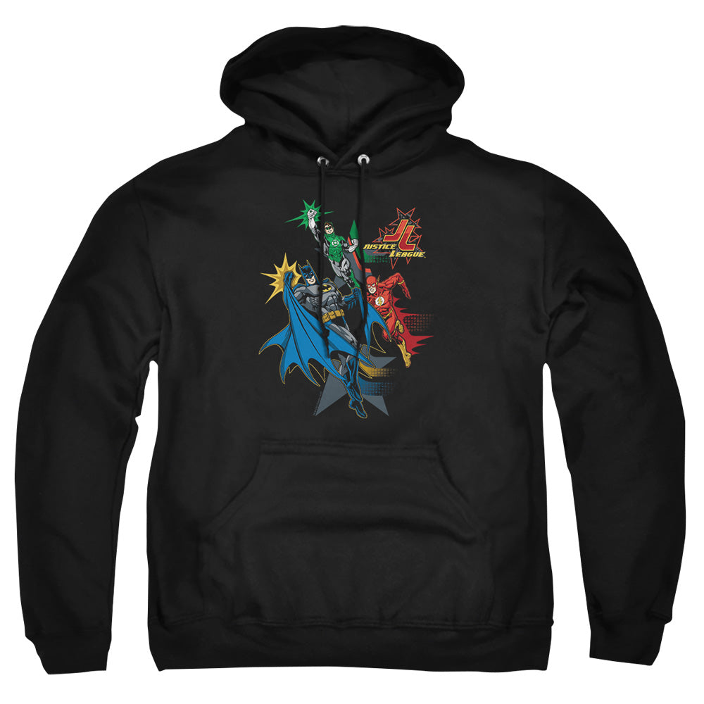 Jla - Action Stars - Adult Pull-over Hoodie - Black