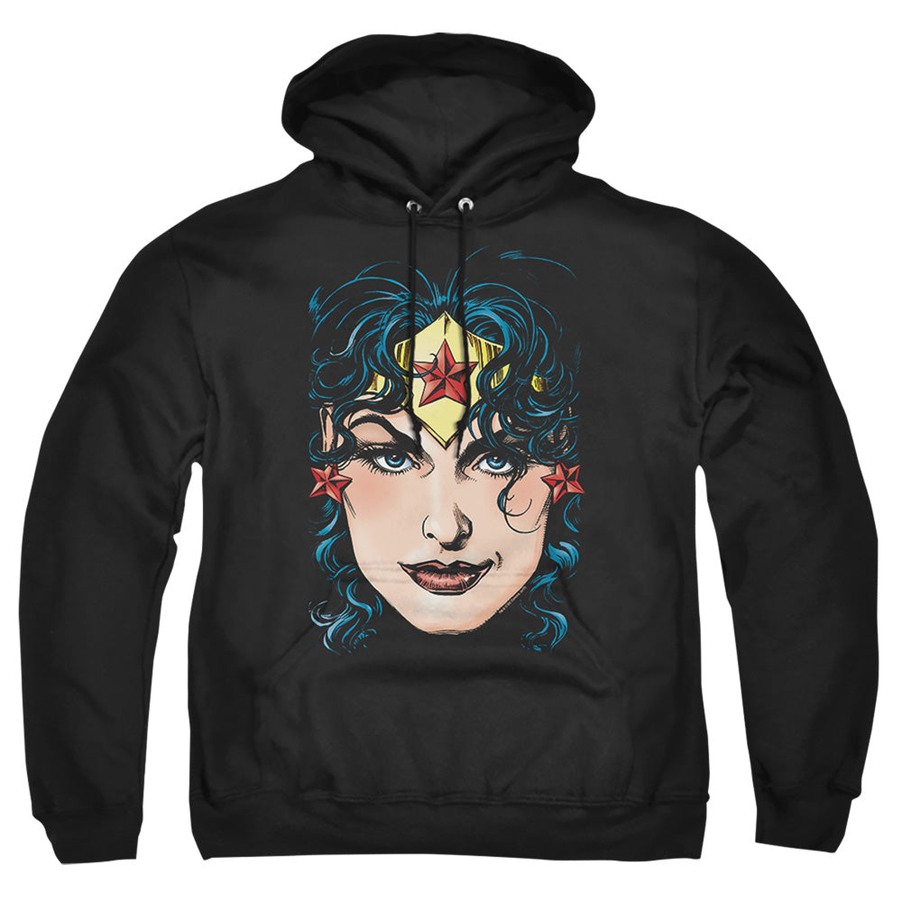 Dco Jla - Wonder Woman Head - Adult Pull-over Hoodie - Black