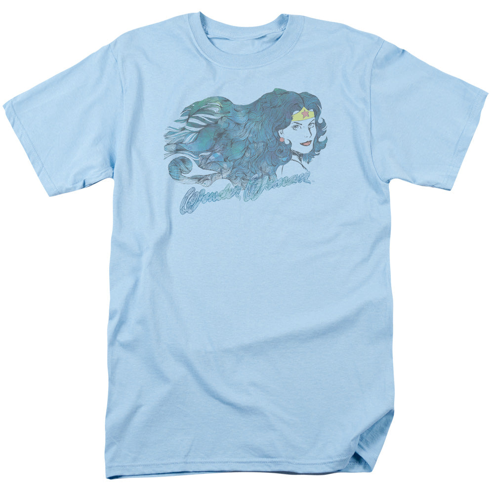 Jla - Watercolor Hair - Short Sleeve Adult 18/1 - Light Blue T-shirt