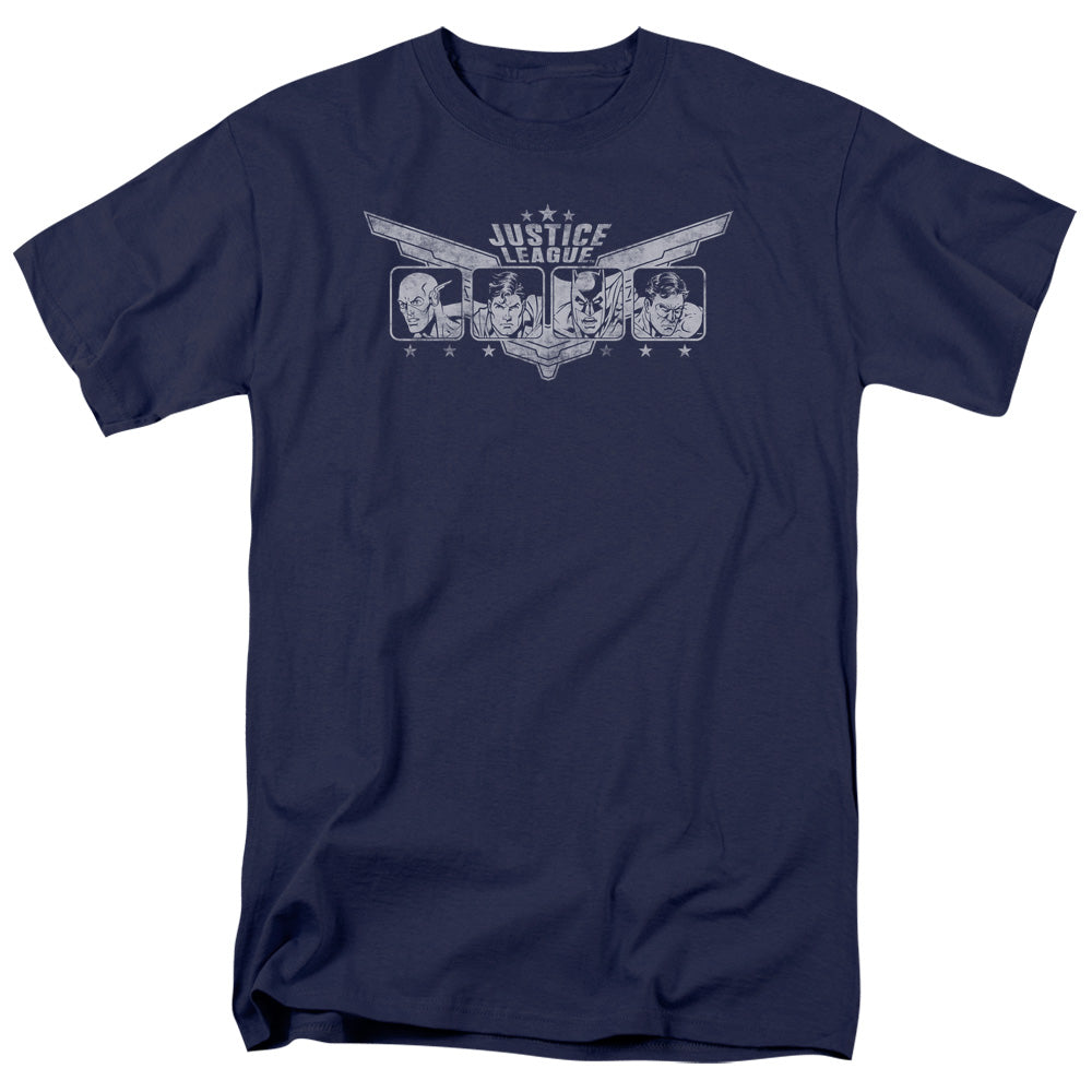 Jla - Justice Wings - Short Sleeve Adult 18/1 - Navy T-shirt