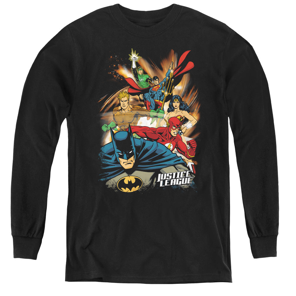 Jla - Starburst - Youth Long Sleeve Tee - Black