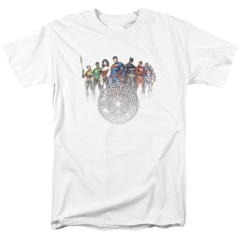 Jla - Circle Crest - Short Sleeve Adult 18/1 - White T-shirt