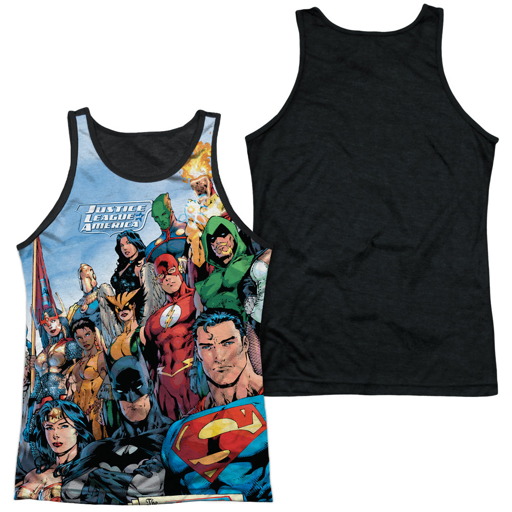 Jla - Justice League Of America - Adult Poly Tank Top Black Back - White