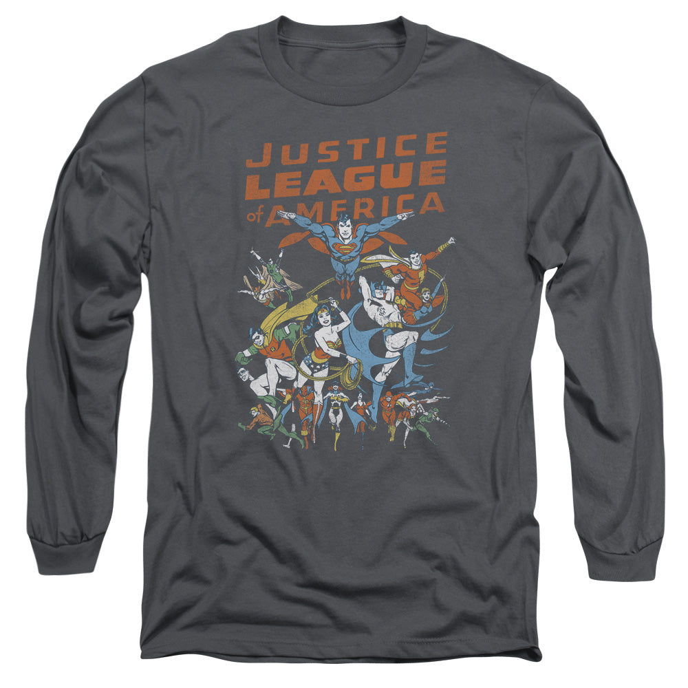 Jla - Big Group - Long Sleeve Adult 18/1 - Charcoal T-shirt