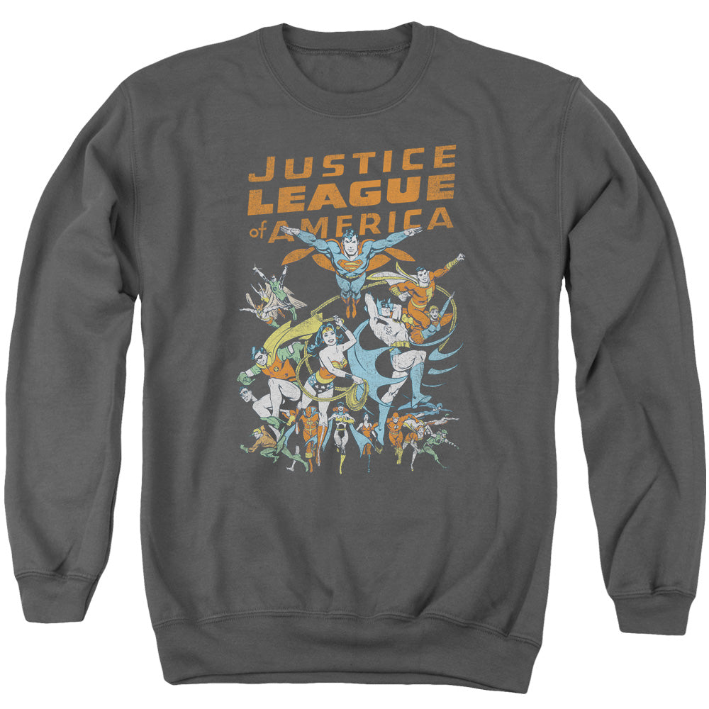 Jla Big Group - Adult Crewneck Sweatshirt - Charcoal