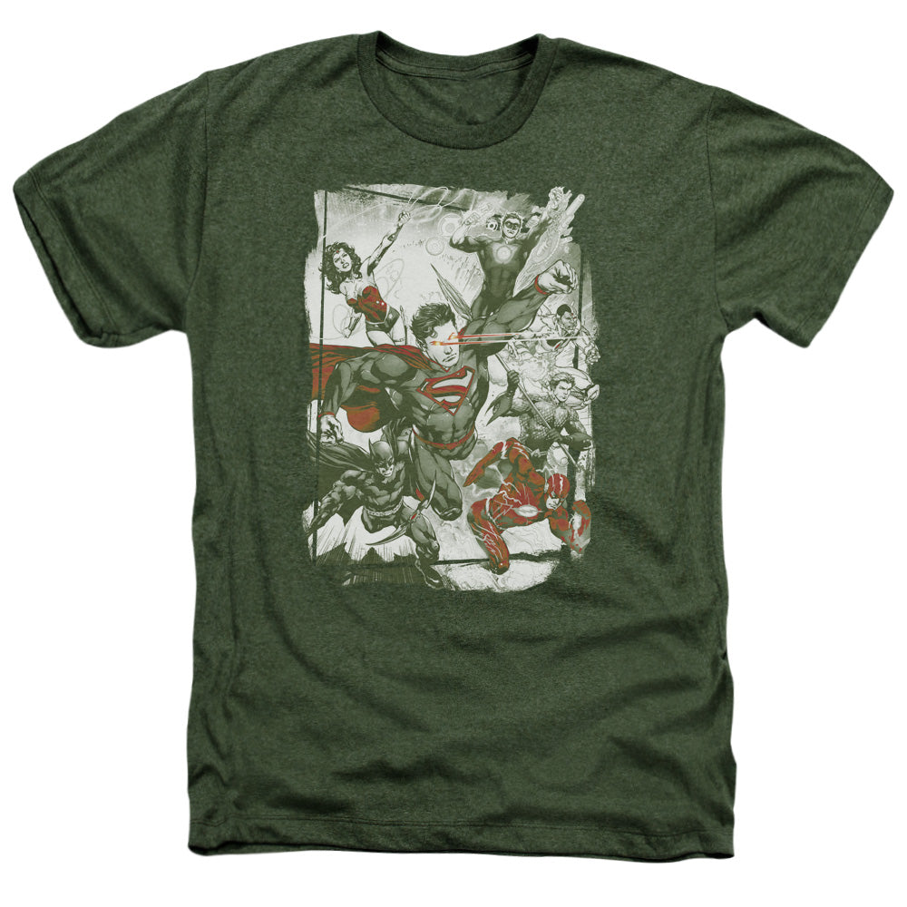 Jla - Green And Red - Adult Heather - Military Green