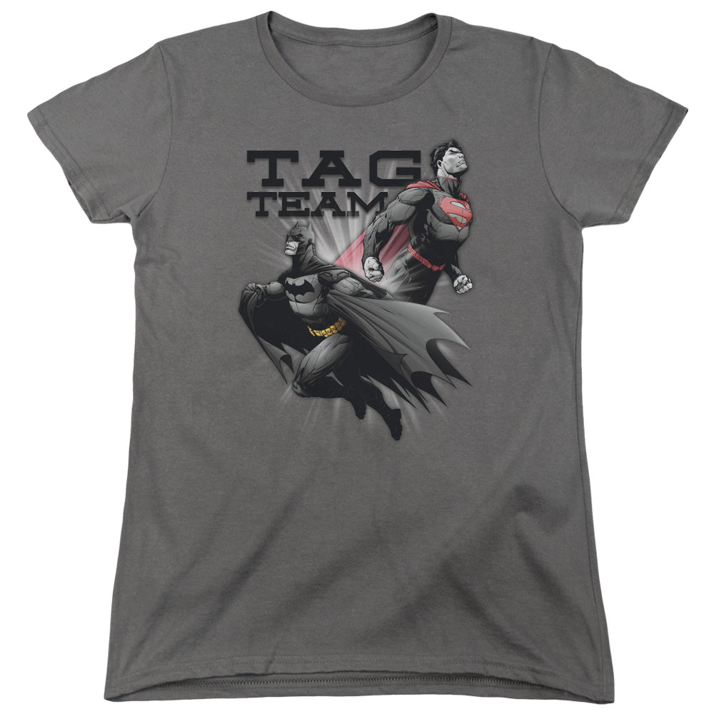 Jla - Tag Team - Short Sleeve Womens Tee - Charcoal T-shirt