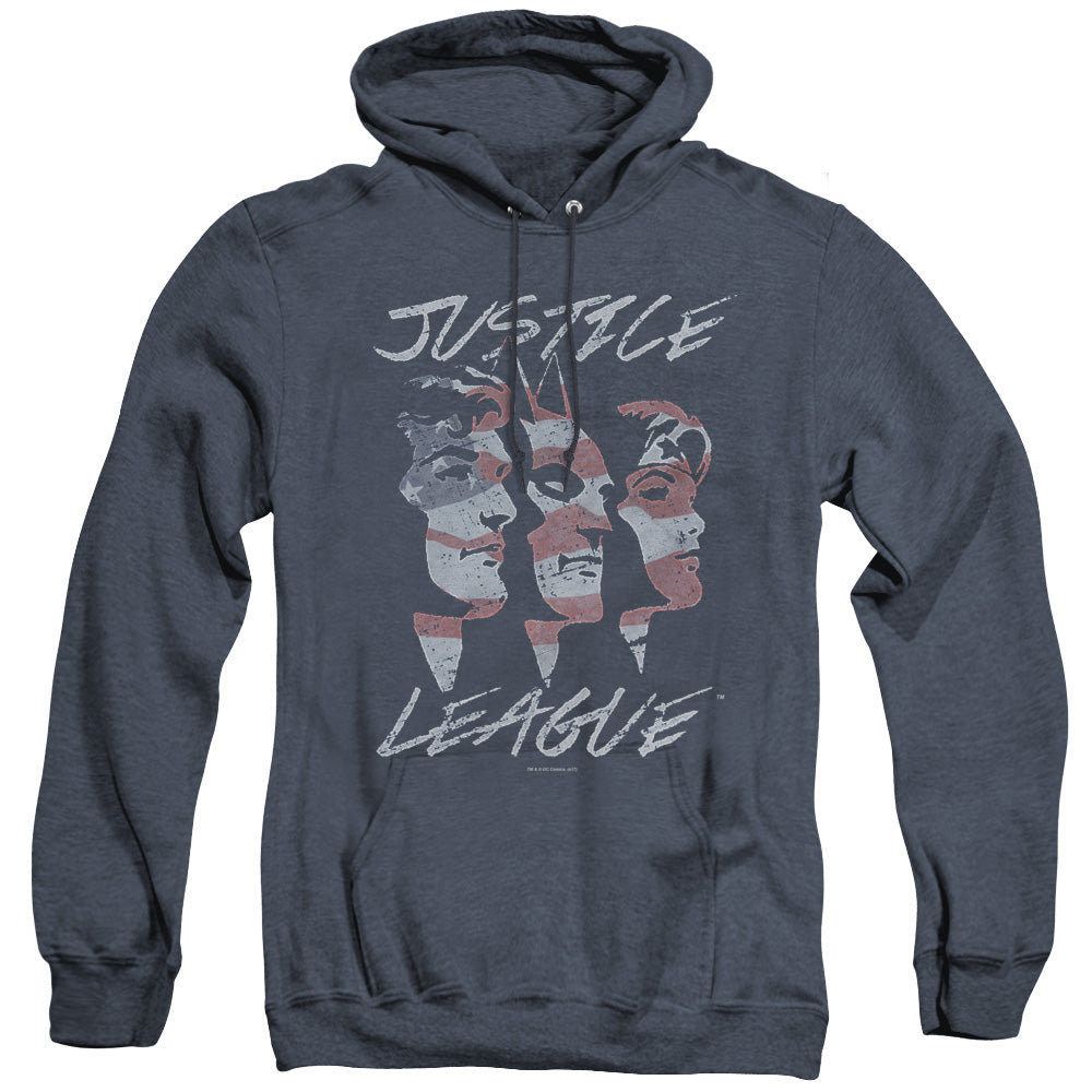 Jla - Justice For America - Adult Heather Hoodie - Navy